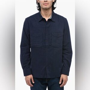 WOOLRICH CLASSIC FIT FLANNEL PREMIUM BRUSHED COTTON Navy MEN'S SHIRT XXL